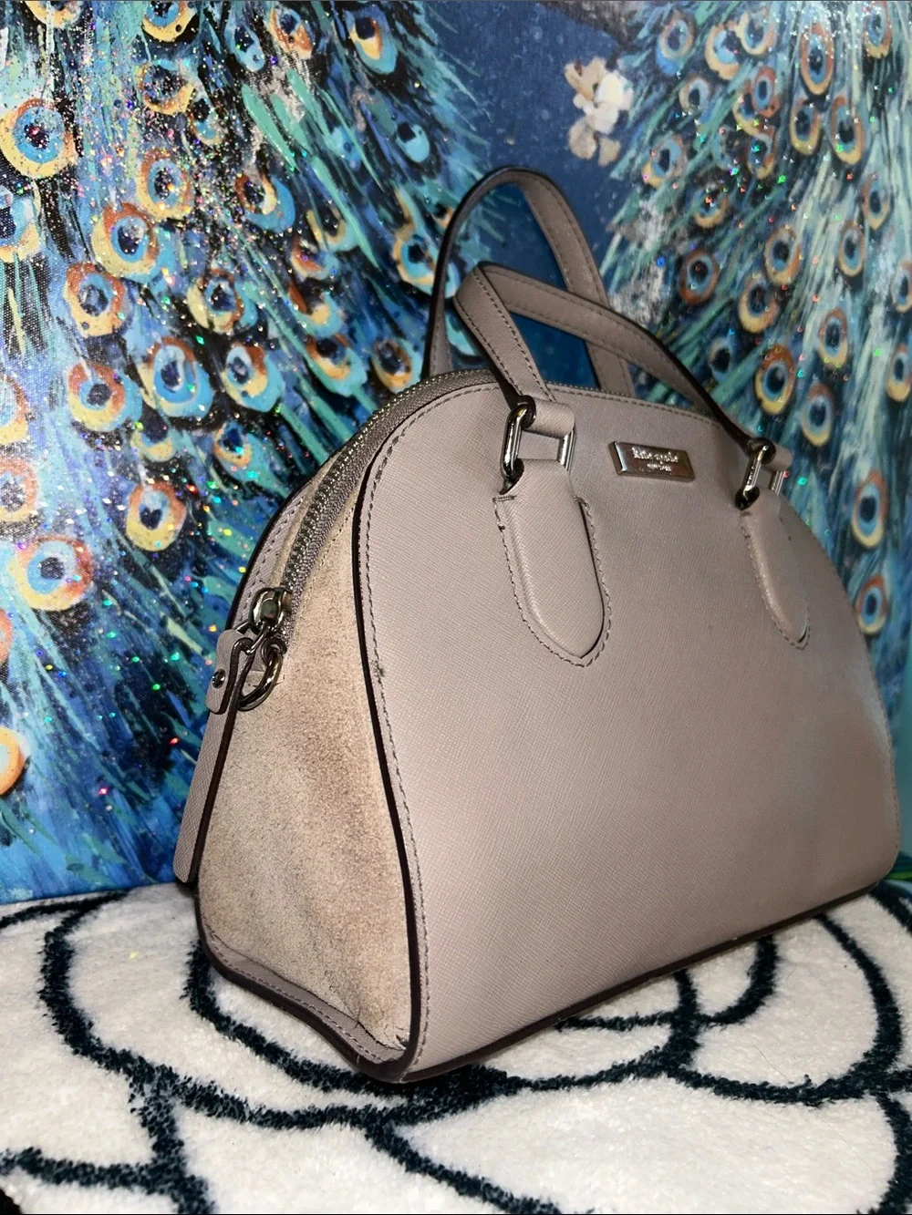 kate spade taupe Small dome satchel with gold Hardware & Removable Strap